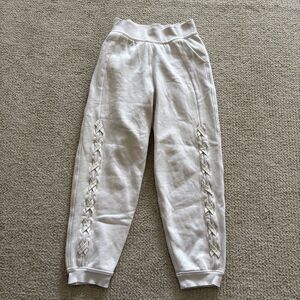 Lululemon Fleece Jogger Sweatpants Scuba High-Rise Lattice Womens 26 In Beige